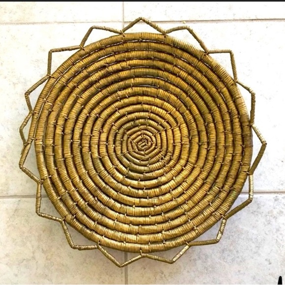 Vintage | Dining | Vintage Gold Rattan Plateexcellent Condition 5 12 ...